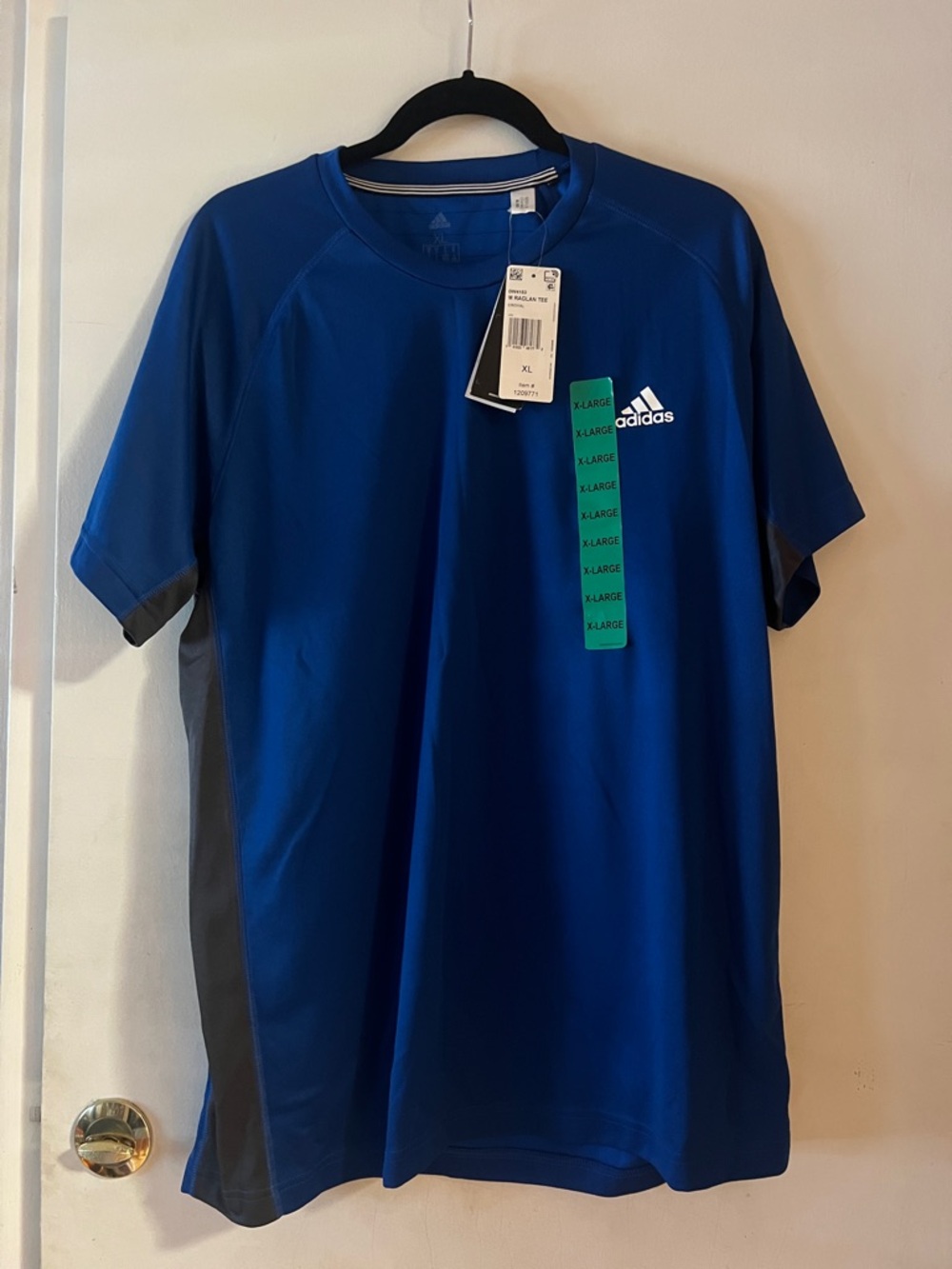 adidas Royal Blue Athletic Tee with Gray Panels